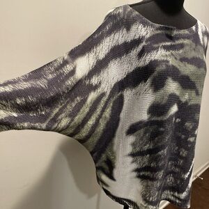Fab’rik Open Weave Knit Top Size M-L Multicolor Abstract Animal Print RelaxedFit